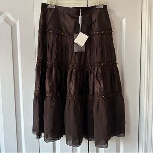 NWT MaxMara Tiered Silk Skirt Details US8